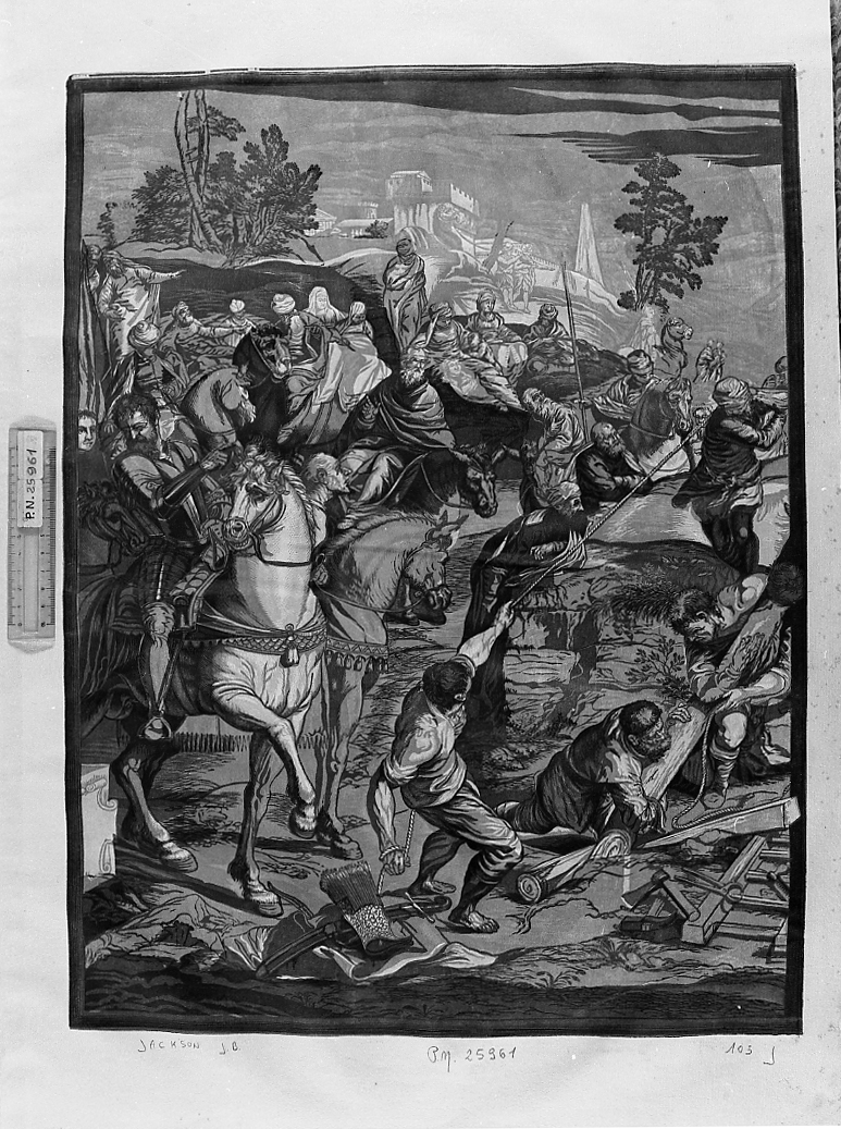 Crocifissione, crocifissione (stampa a colori) di Jackson John Baptist (sec. XVIII)