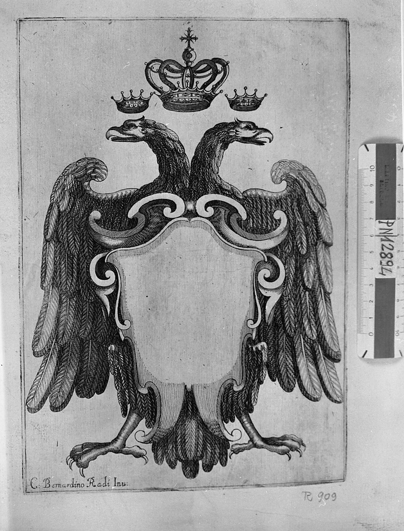 Scudetto per stemma con aquila bicipite, stemma (stampa smarginata) di Radi Bernardino (sec. XVII)