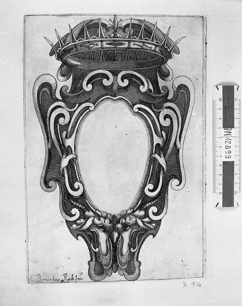 Scudetto per stemma sormontato da corona, stemma (stampa smarginata) di Radi Bernardino (sec. XVII)