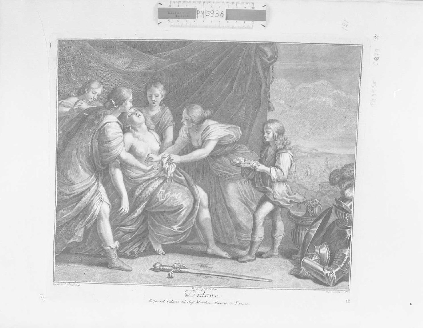 Didone morente, figure (stampa) di Cecchi Giovanni Battista (secc. XVIII/ XIX)