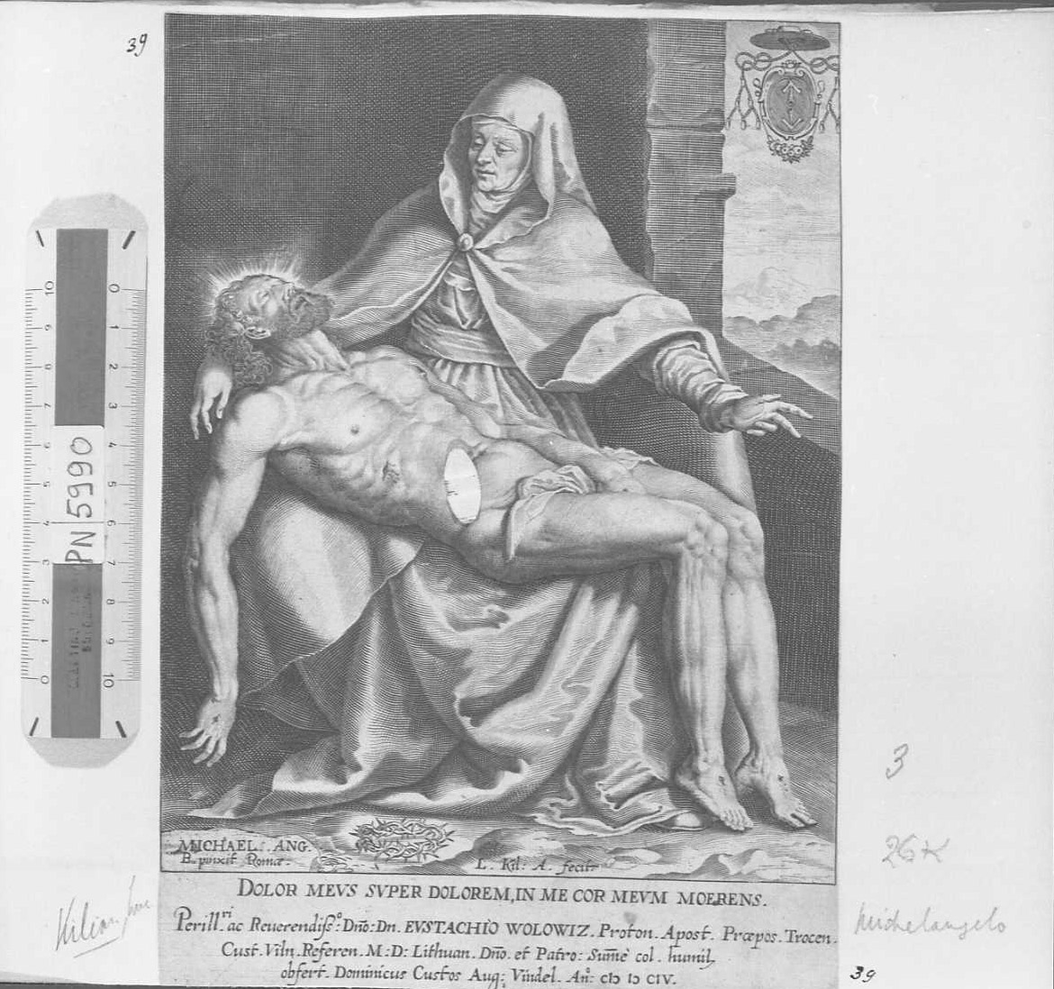 La Pietà, Pietà (stampa tagliata) di Kilian Lukas (secc. XVI/ XVII)