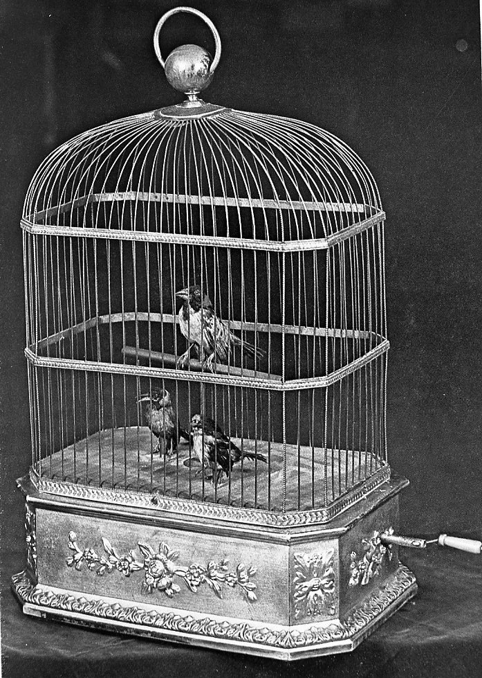 gabbia con uccelli (automa) - produzione europea (fine/inizio secc. XIX/ XX)