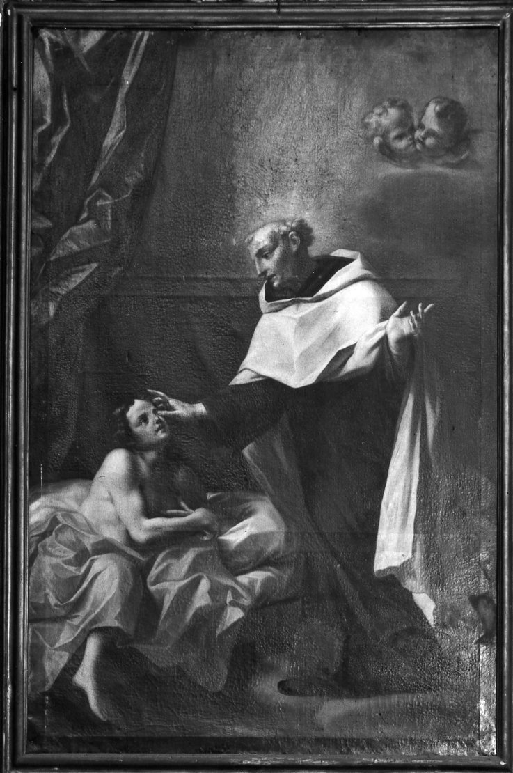 Sant'Alberto carmelitano restituisce la vista a un cieco (pala d'altare) di Marchetti Giuseppe (sec. XVIII)