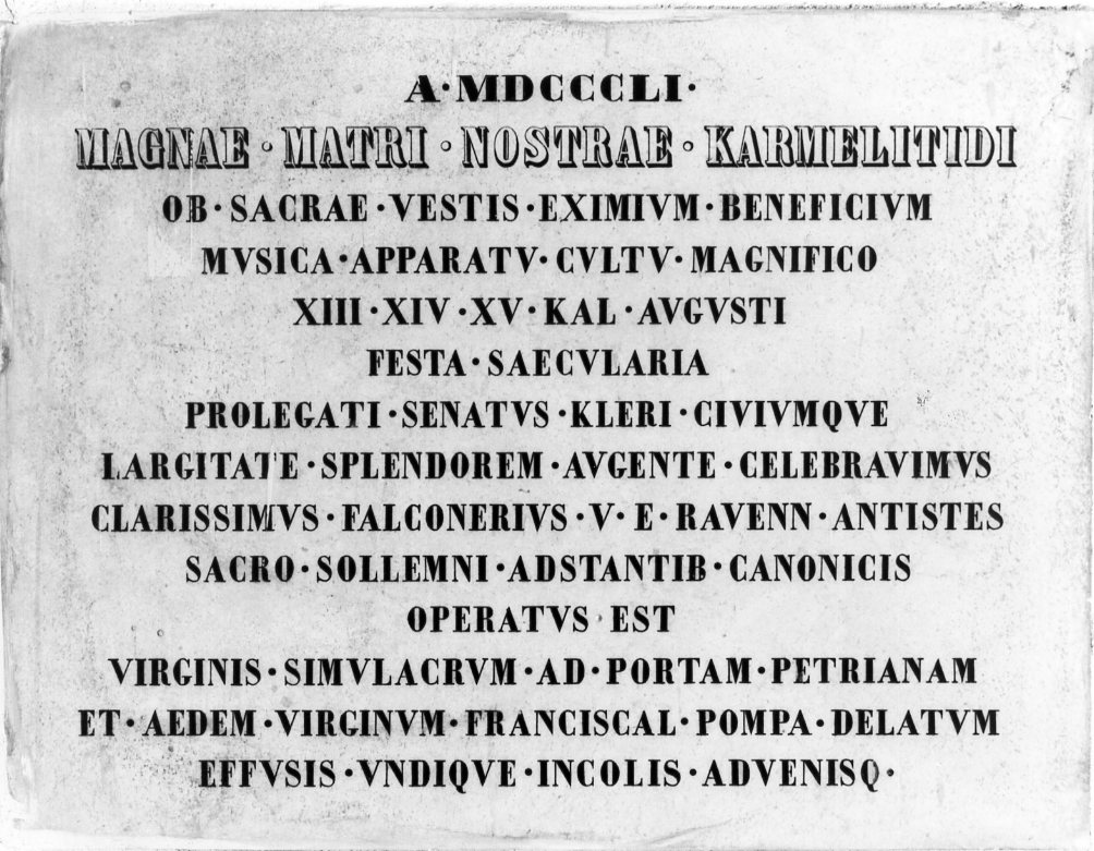 lapide celebrativa - manifattura romagnola (sec. XIX)