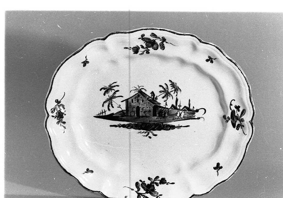 motivo decorativo a casotto (piatto) - manifattura Ferniani (sec. XVIII)