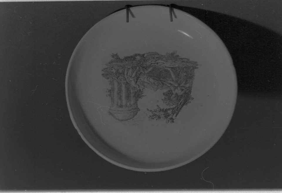 paesaggio ideale (piattino) - manifattura Ferniani (ultimo quarto sec. XVIII)