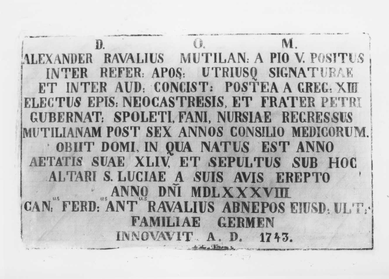 lapide - bottega romagnola (sec. XVIII)