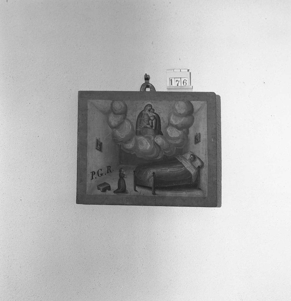 Madonna con Bambino/ miracolo della Madonna (ex voto) - ambito emiliano-romagnolo (sec. XIX)