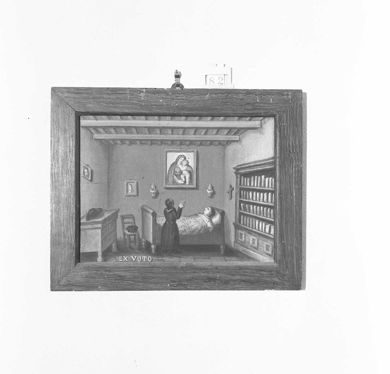 Madonna con Bambino/ miracolo della Madonna (ex voto) - ambito emiliano-romagnolo (metà sec. XIX)