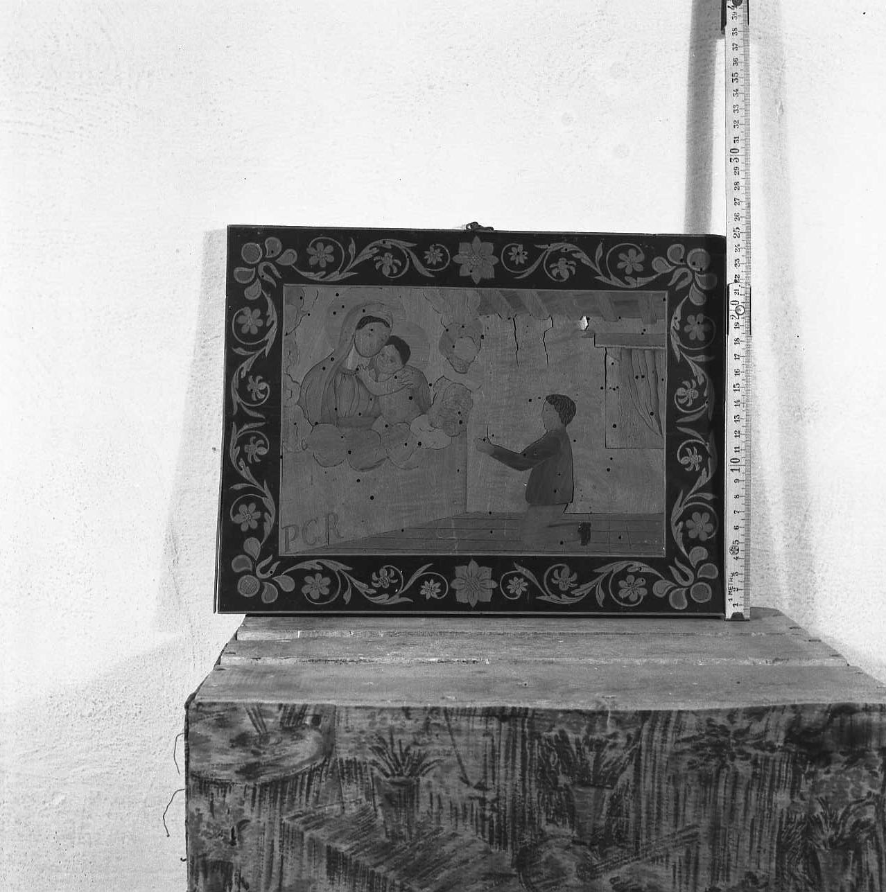 devoto in preghiera davanti alla Madonna con Bambino (ex voto) - produzione romagnola (sec. XIX)