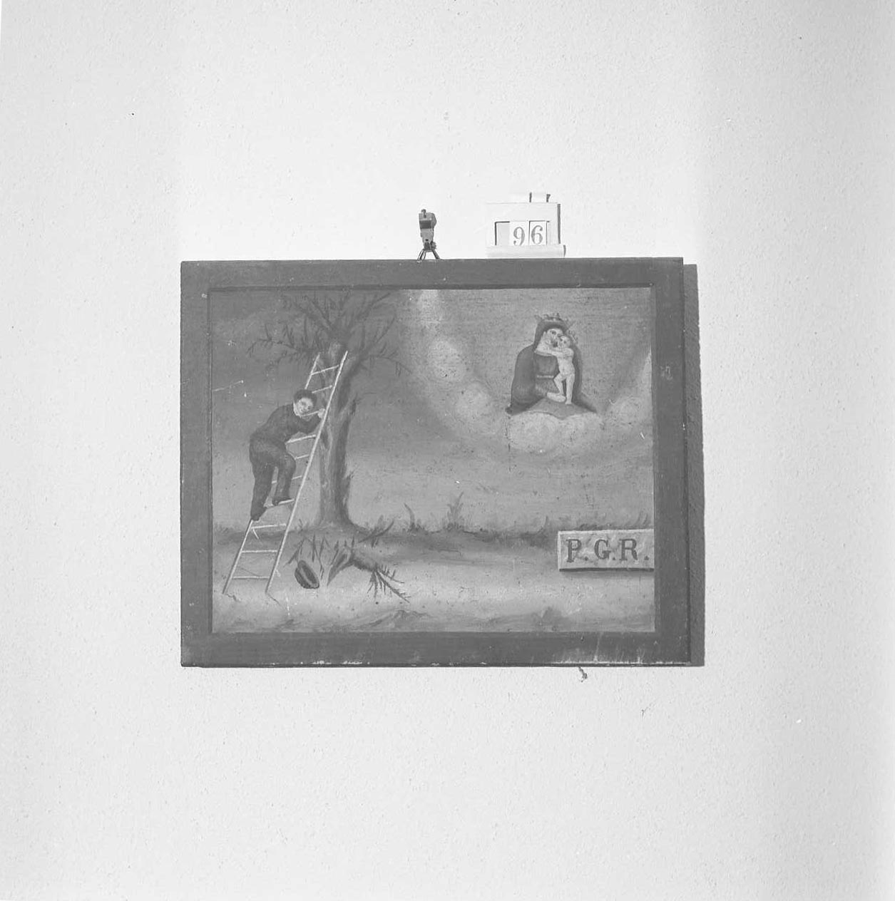 Madonna con Bambino/ miracolo della Madonna (ex voto) - ambito emiliano-romagnolo (metà sec. XIX)