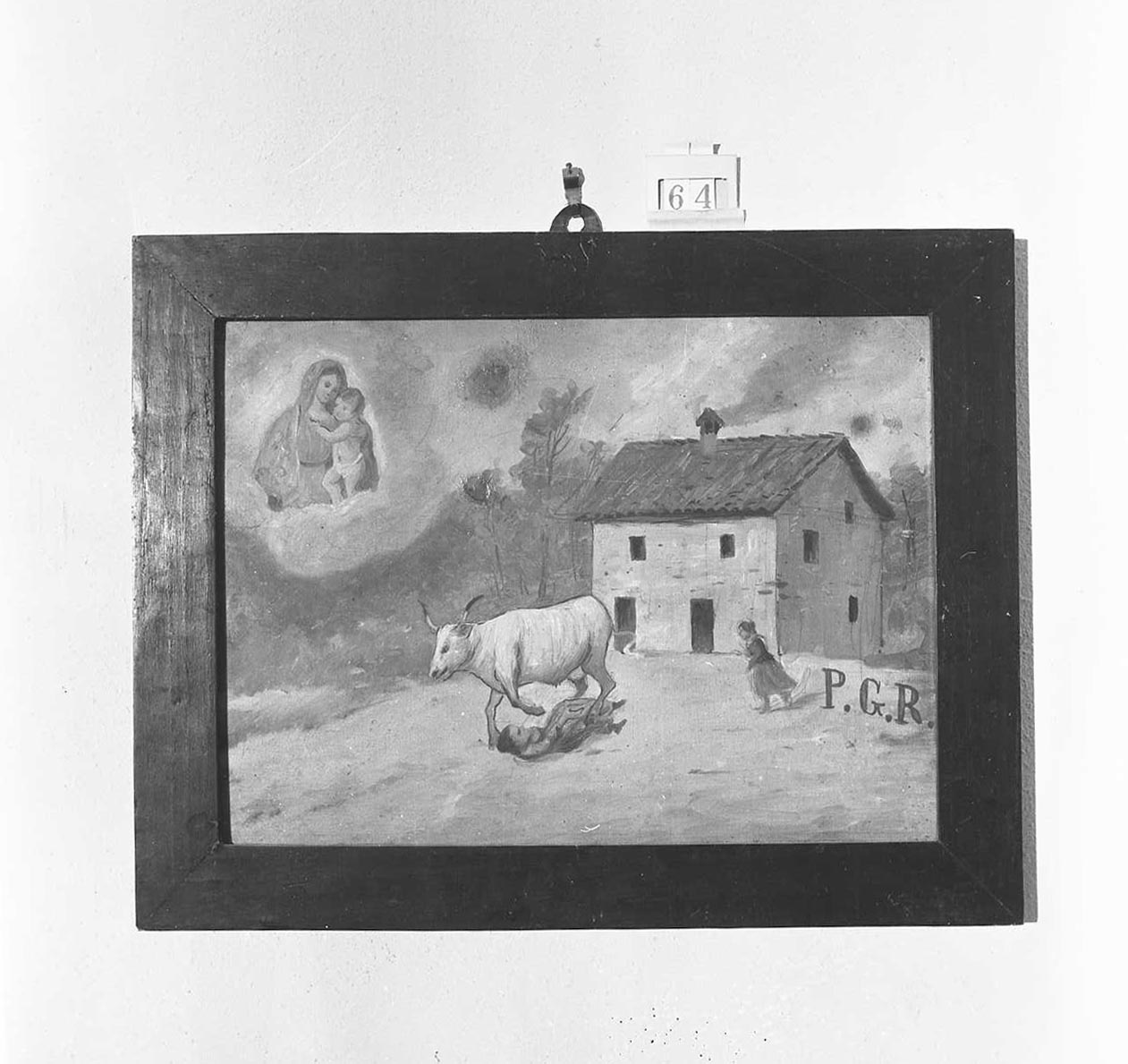 Madonna con Bambino/ miracolo della Madonna (ex voto) - ambito faentino (inizio sec. XX)