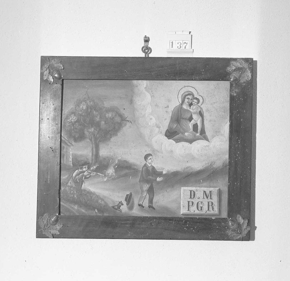 Madonna con Bambino/ miracolo della Madonna (ex voto) - ambito emiliano-romagnolo (metà sec. XIX)