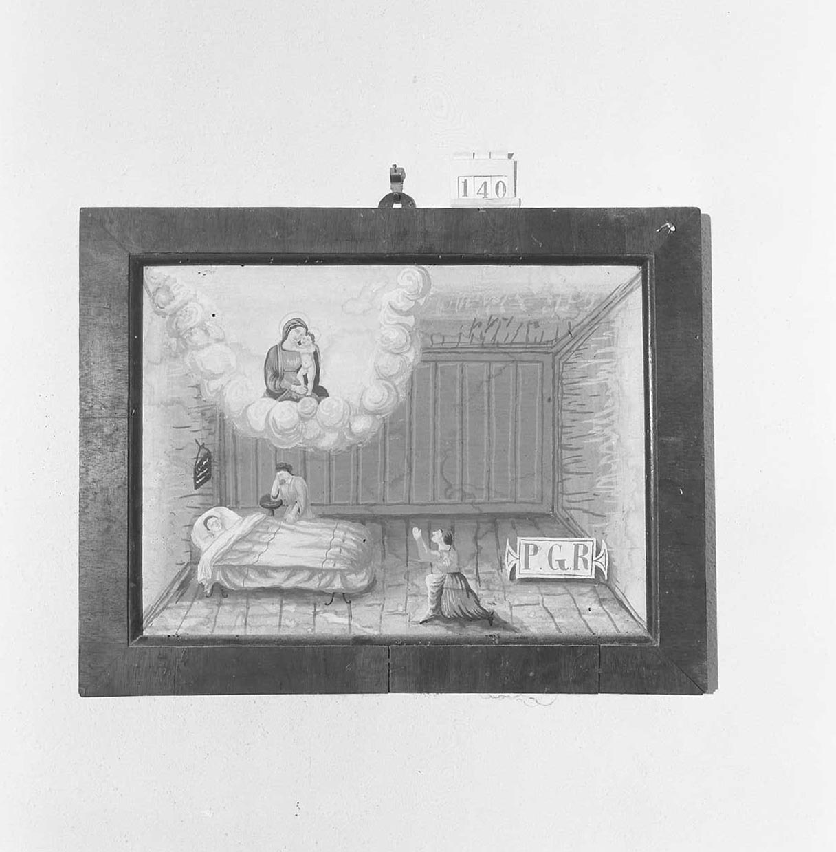 Madonna con Bambino/ miracolo della Madonna (ex voto) - ambito emiliano-romagnolo (sec. XIX)