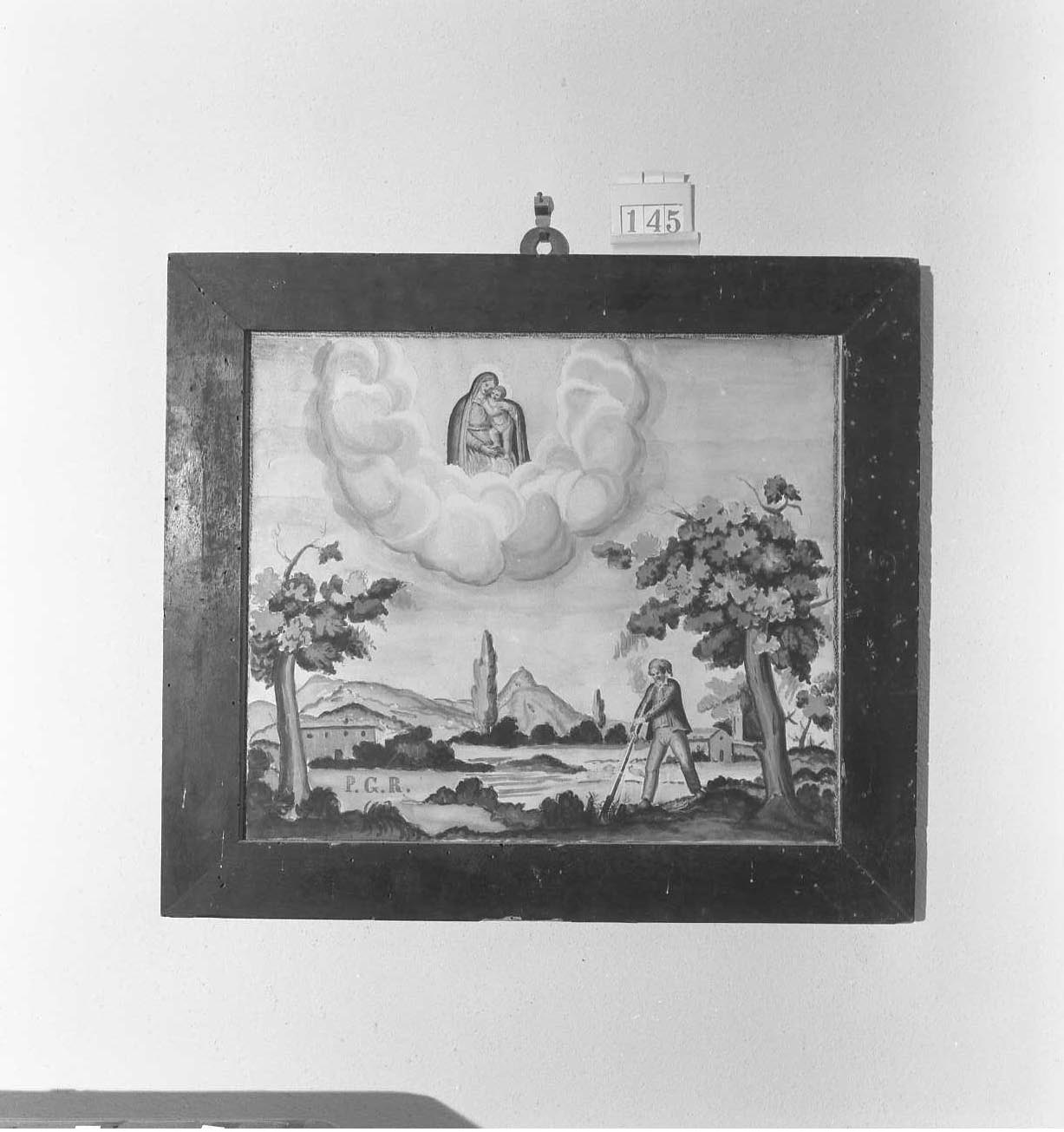 Madonna con Bambino/ miracolo della Madonna (ex voto) - ambito emiliano-romagnolo (sec. XIX)