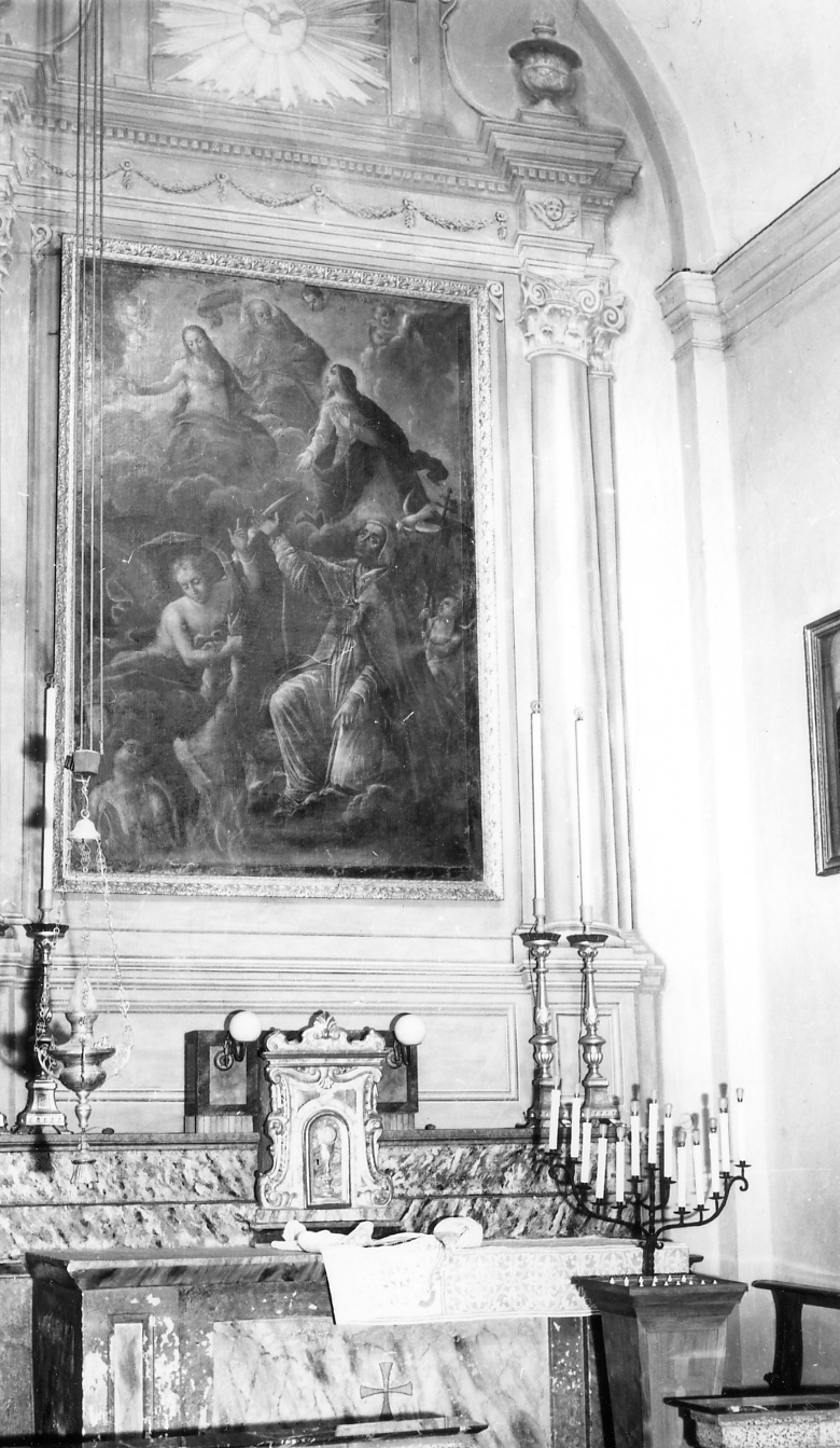 Trinità con la Madonna/ San Gregorio/ anime del purgatorio (dipinto) di Barbiani Andrea (attribuito) (metà sec. XVIII)