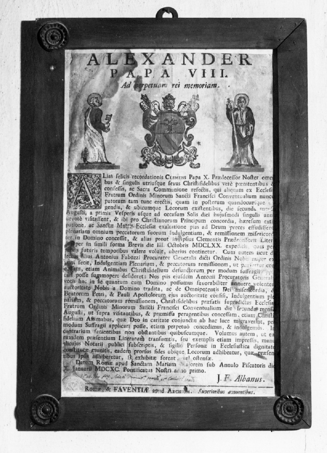 bolla papale di Archi (sec. XVII)