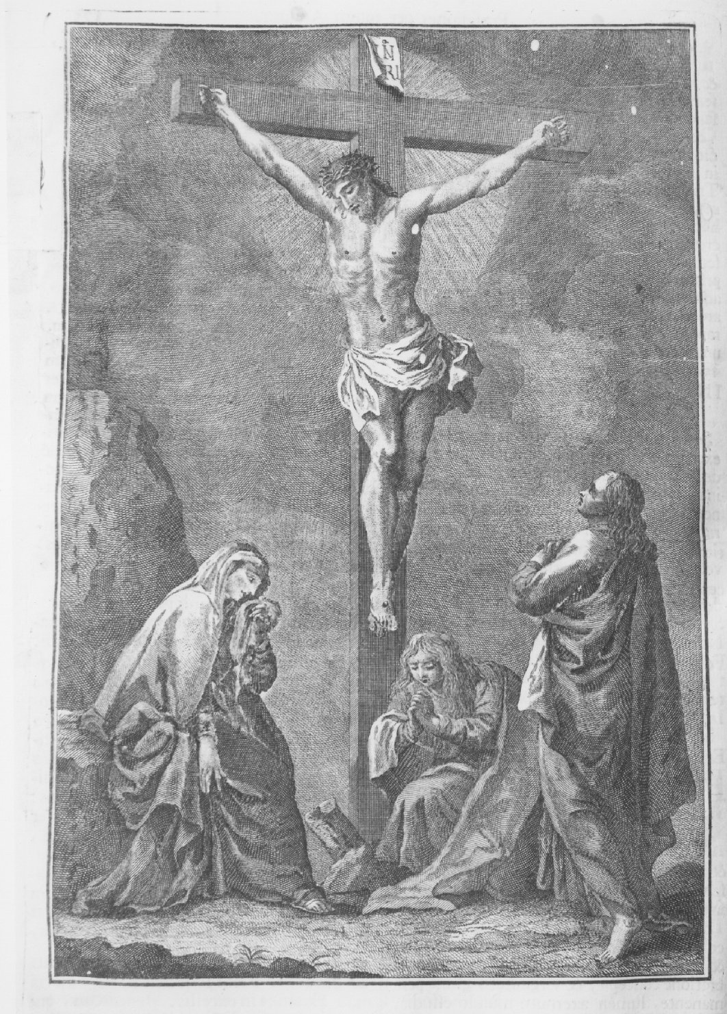 crocifissione di Cristo (decorazione a incisione, elemento d'insieme) di Pezzana Giovanni Antonio (sec. XVIII)