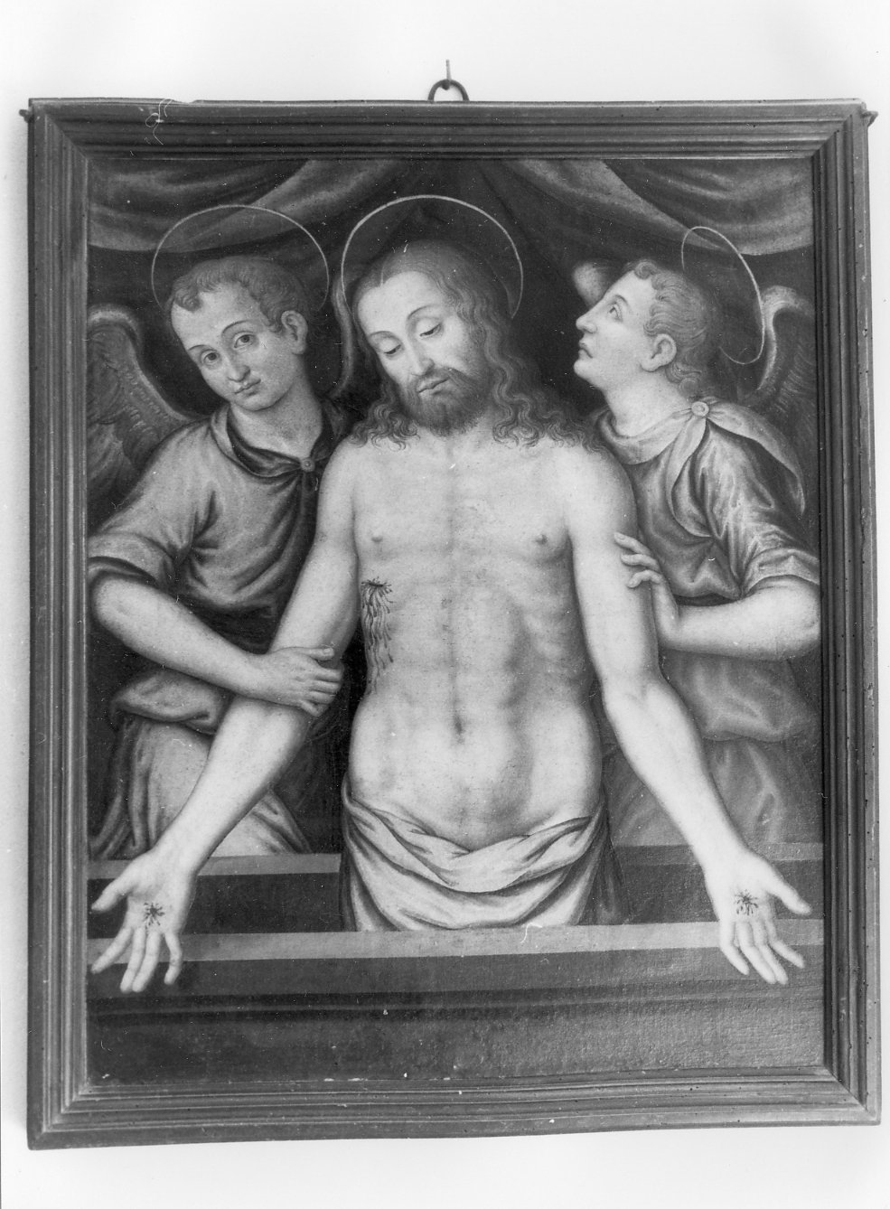 Cristo in pietà sorretto da angeli (dipinto) di Bertucci Giovanni Battista il Giovane (sec. XVII)