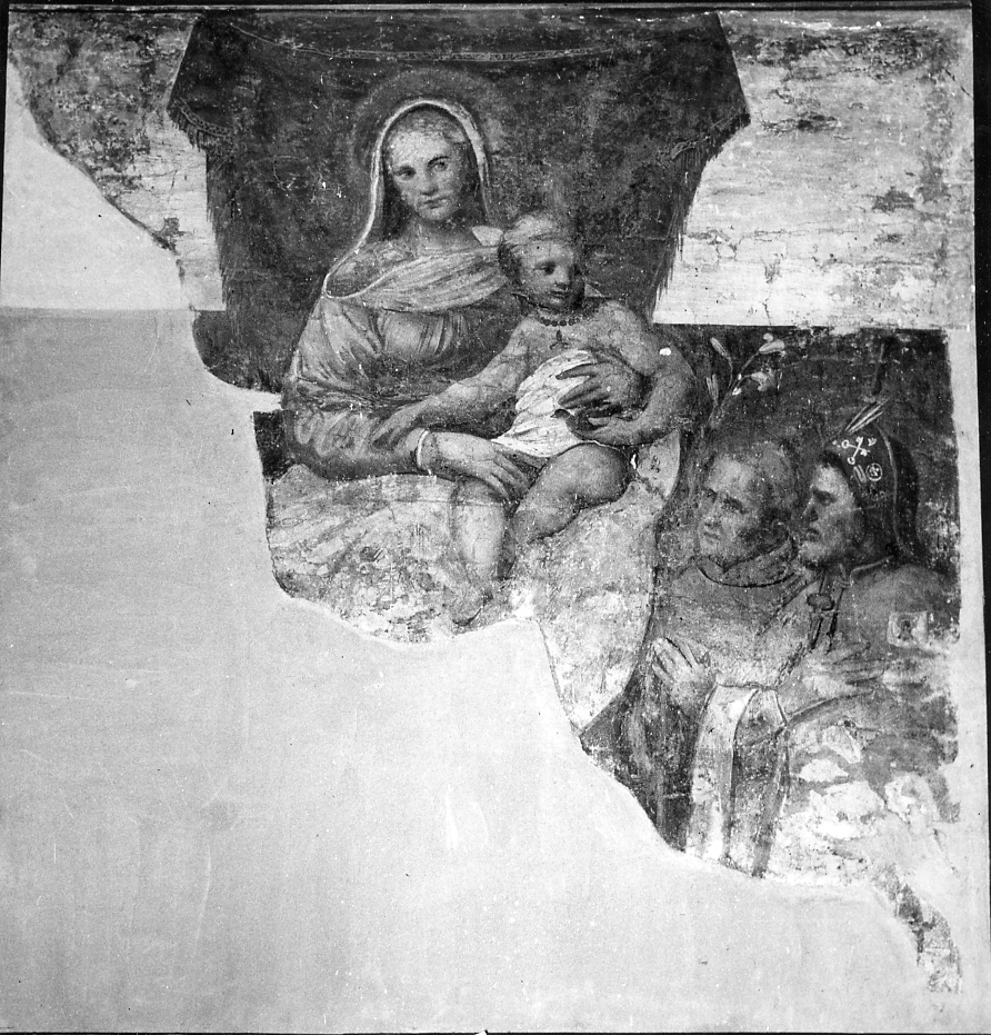 Madonna con Bambino in trono e quattro santi (dipinto) di Pennacchi Girolamo da Treviso II (attribuito) (prima metà sec. XVI)