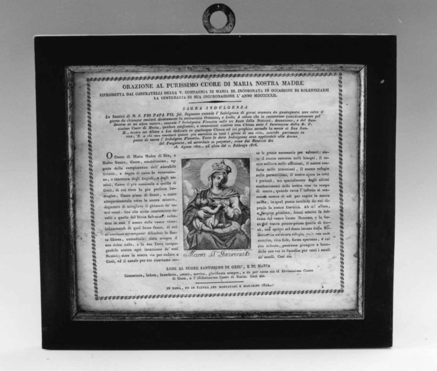 Madonna incoronata (decorazione a incisione) di Marabini Vincenzo (sec. XIX)