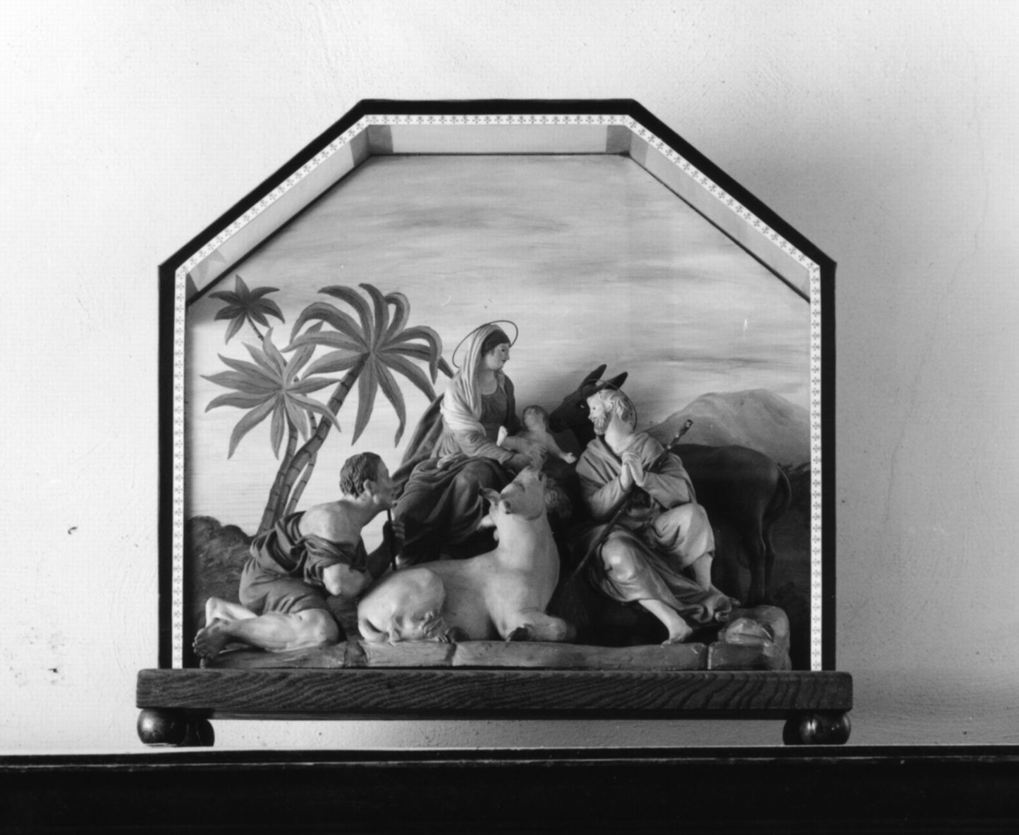 Sacra Famiglia con pastore in adorazione, asino e bue (gruppo scultoreo) - ambito bolognese (metà sec. XVIII)