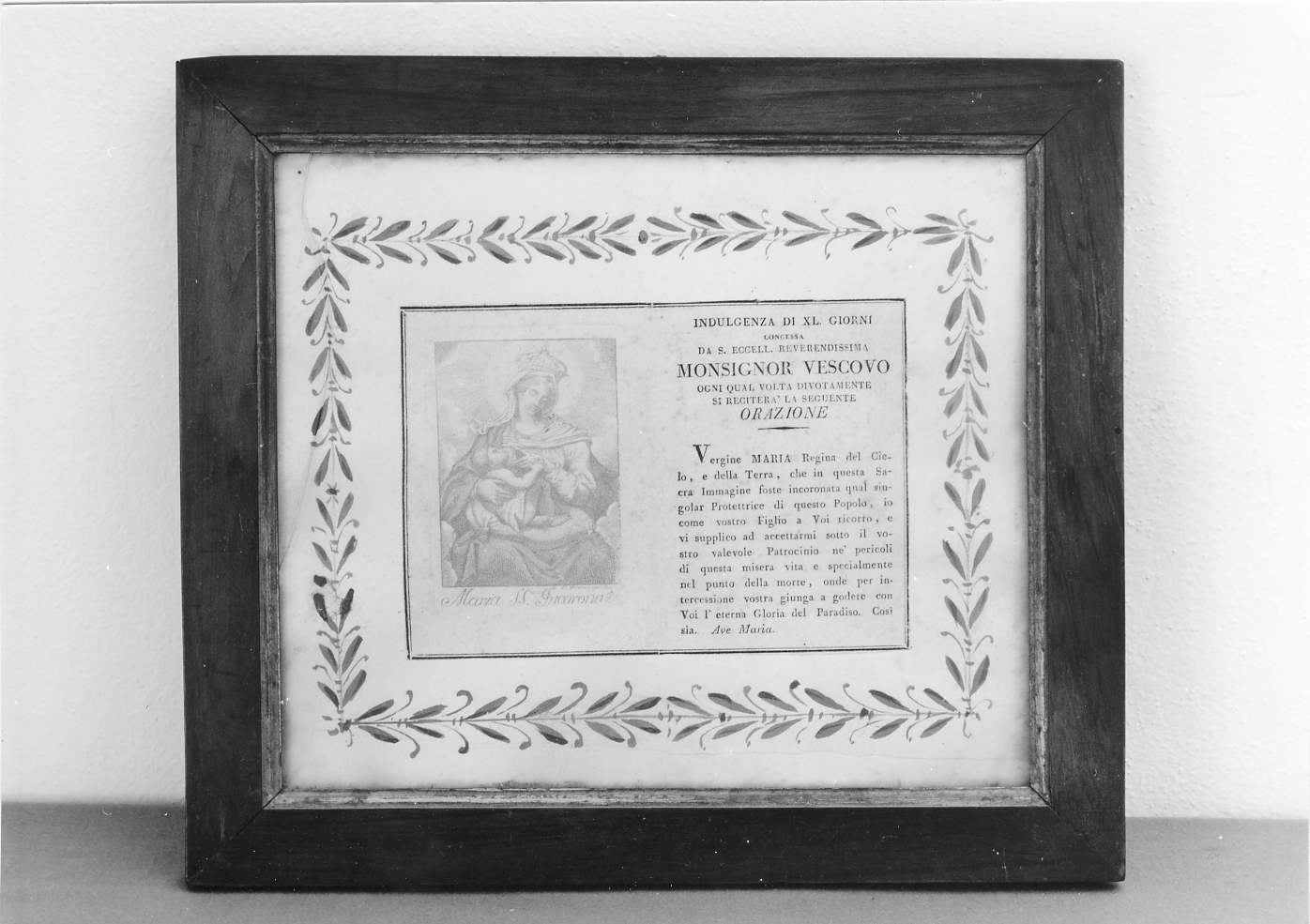 Madonna incoronata (decorazione a incisione) - ambito faentino (prima metà sec. XIX)