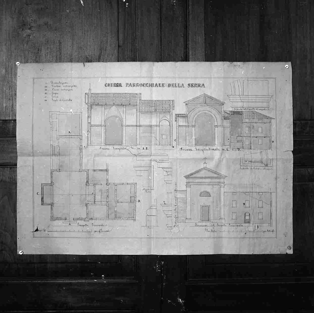 progetto per il riattamento della chiesa e della canonica (disegno) - ambito romagnolo (sec. XIX)