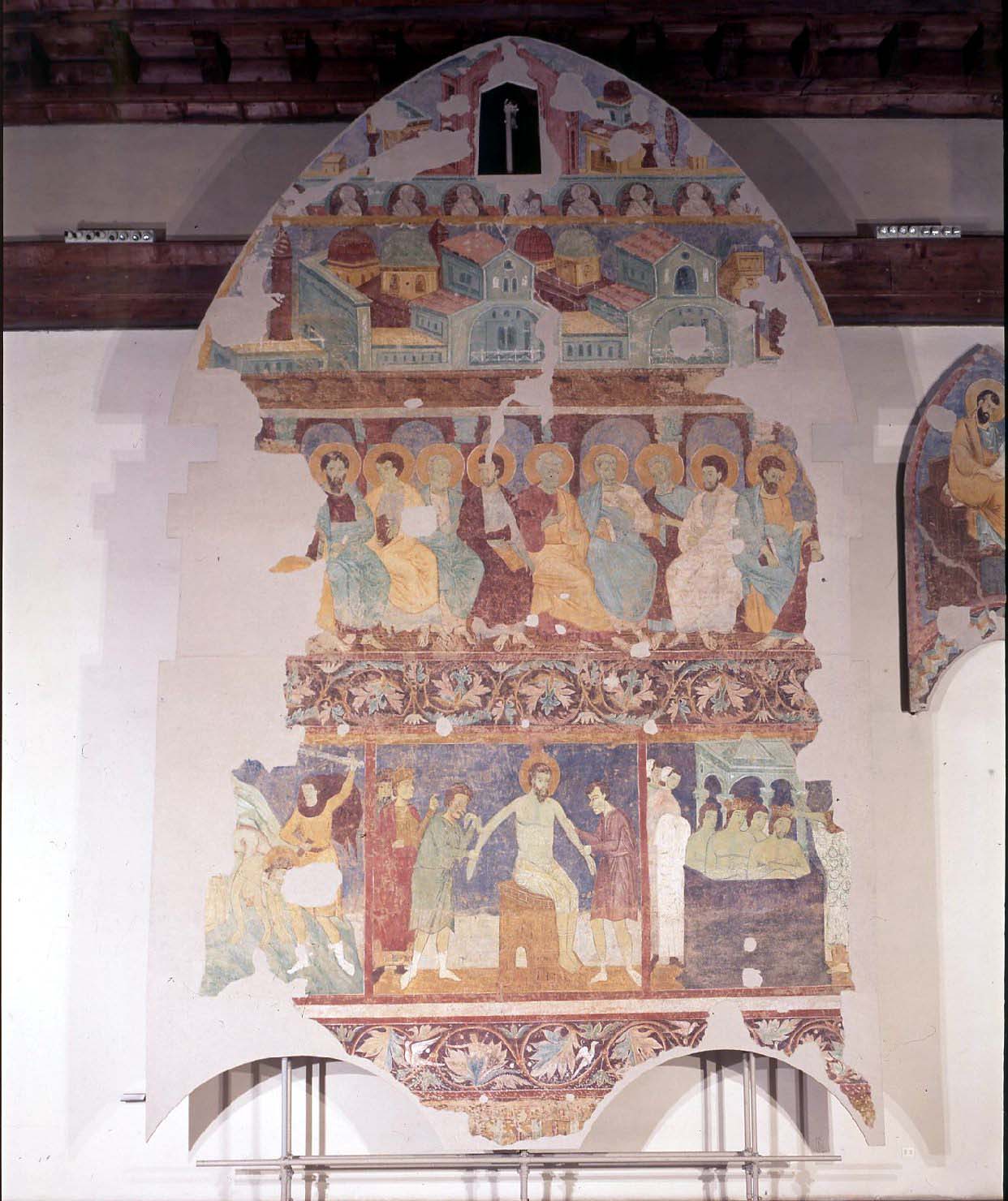 Collegio apostolico e storie di San Bartolomeo (dipinto murale, elemento d'insieme) di Maestro di San Bartolo (sec. XIII)