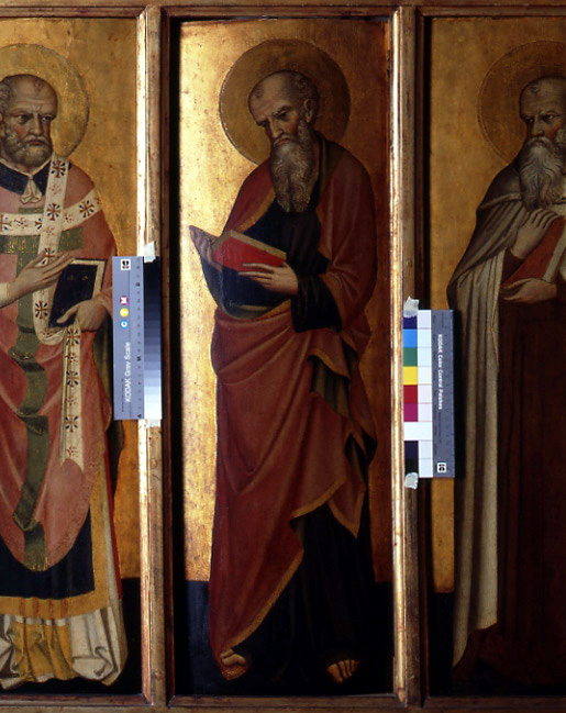 Santo che legge (dipinto, elemento d'insieme) di Stefano di Sant' Agnese (attribuito) (ultimo quarto sec. XIV)