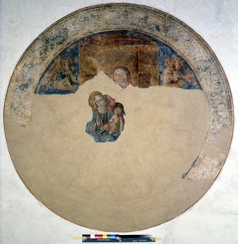 Madonna con Bambino, Sant'Anna e angeli (dipinto murale, elemento d'insieme) di Coltellini Michele (sec. XVI)
