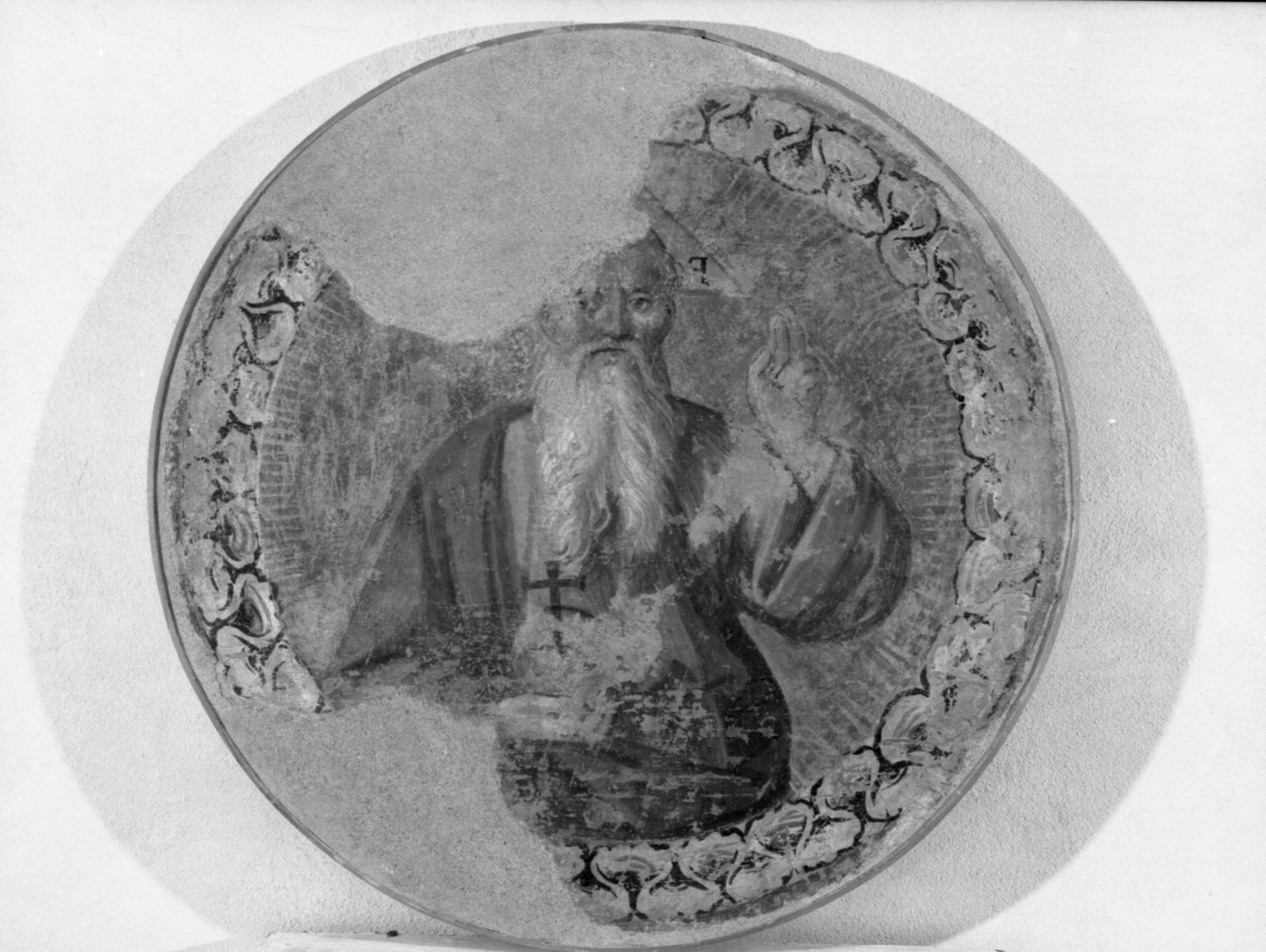 Dio Padre benedicente (dipinto murale, elemento d'insieme) di Coltellini Michele (sec. XVI)