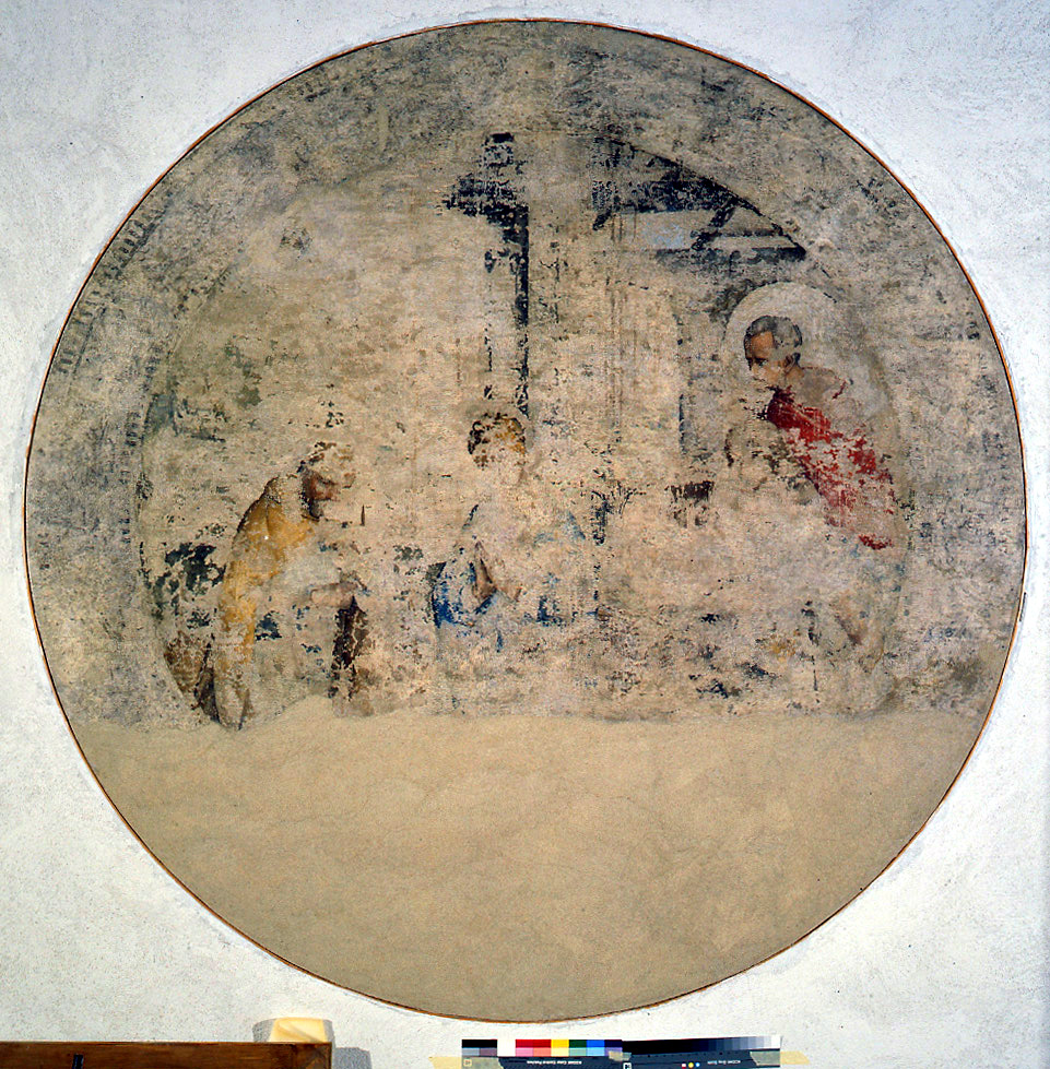 Adorazione dei pastori (dipinto murale, elemento d'insieme) di Pisano Niccolò detto Abbruggia (secc. XV/ XVI)