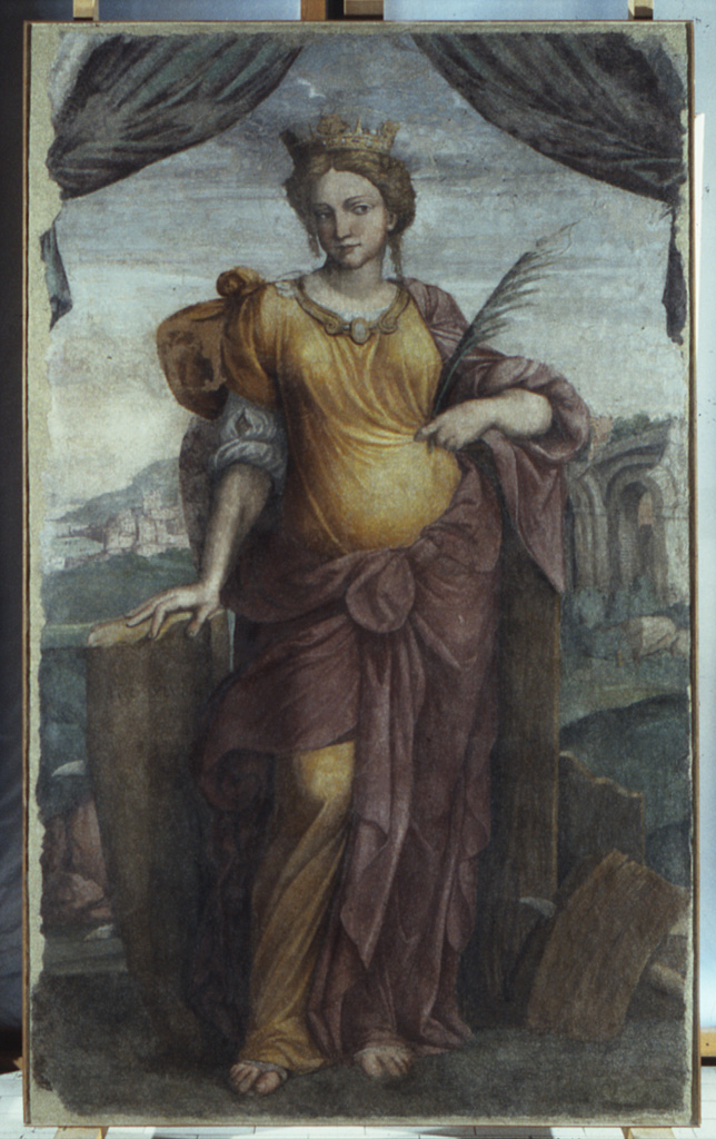 Santa Caterina d'Alessandria (dipinto murale) di Sellari Girolamo detto Girolamo da Carpi (sec. XVI)