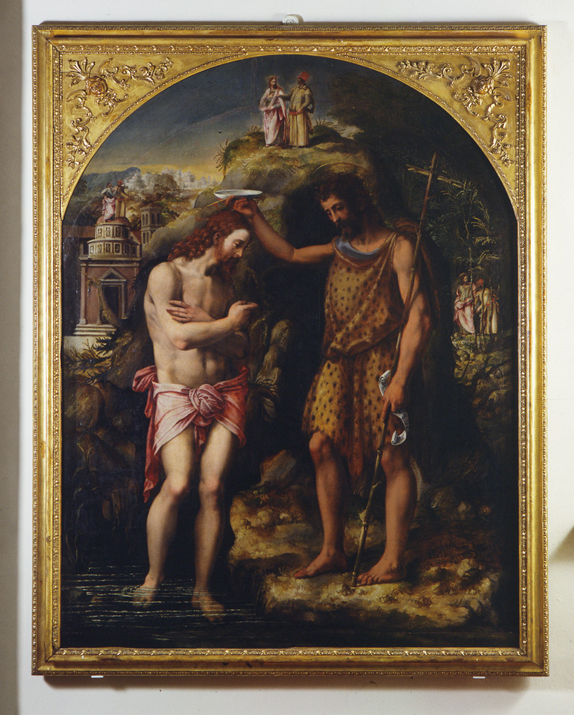 Battesimo di Cristo; tentazioni di Cristo (dipinto) di Michele di Ridolfo del Ghirlandaio (secondo quarto sec. XVI)