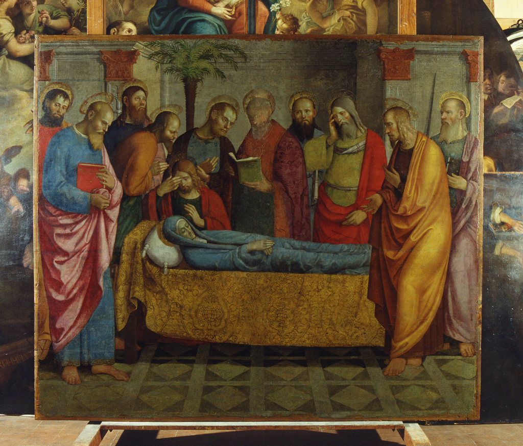 Transito della Madonna (dipinto) di Pisano Niccolò detto Abbruggia (sec. XVI)
