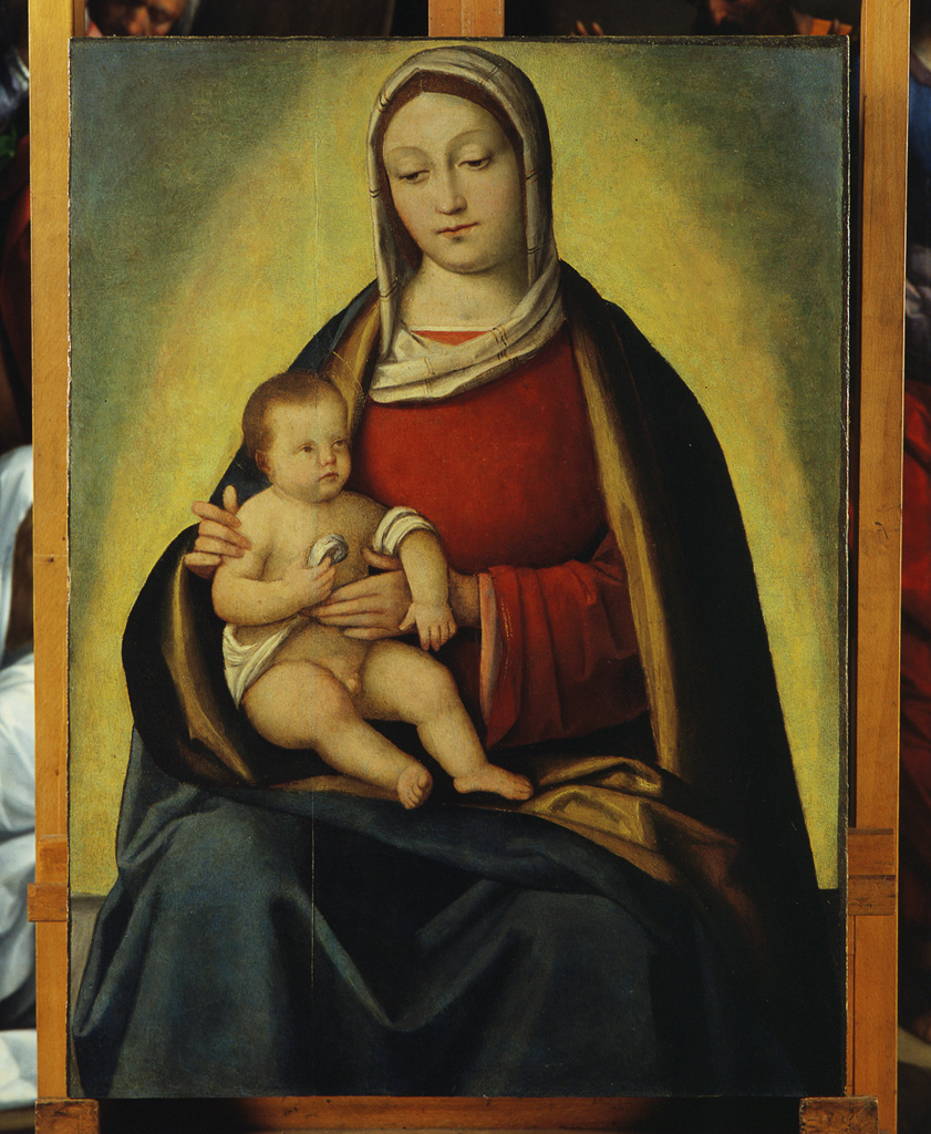 Madonna con Bambino (dipinto) di Pisano Niccolò detto Abbruggia (sec. XVI)