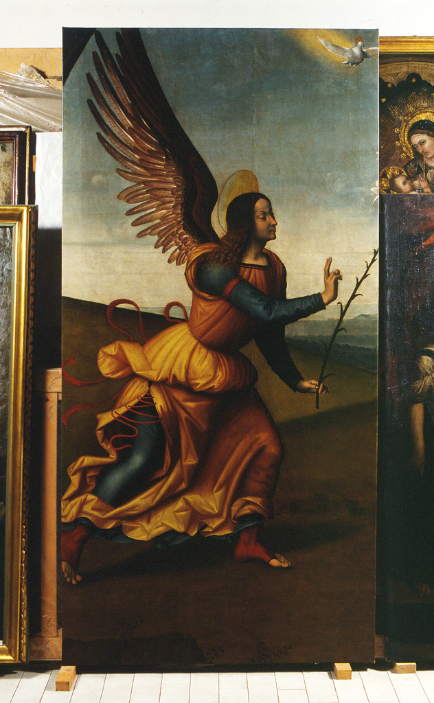Angelo Annunciante (anta d'organo, elemento d'insieme) di Panetti Domenico (sec. XVI)