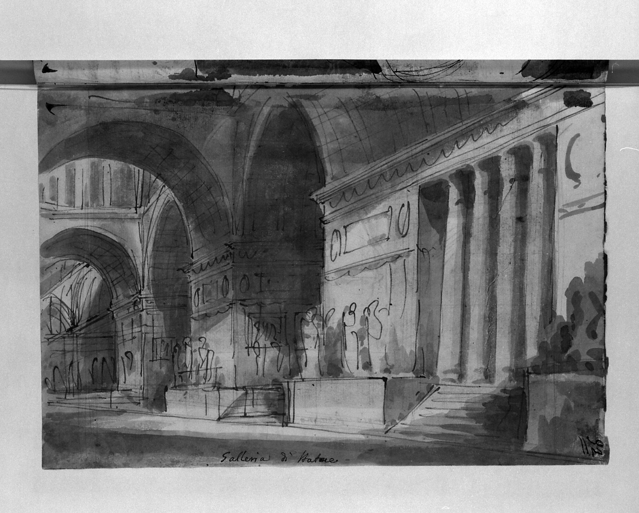 galleria di statue, architetture (disegno, elemento d'insieme) di Basoli Antonio (sec. XIX)