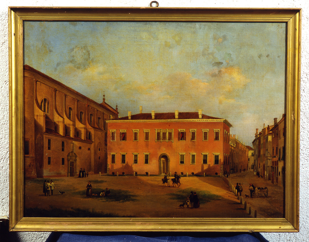 veduta di palazzo Sacrati Strozzi (dipinto) di Chitto Barucchi Giuseppe (sec. XIX)