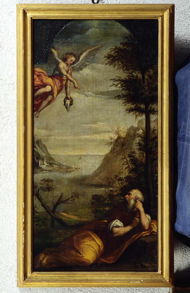 Elia nel deserto nutrito dall'angelo (dipinto) di Monio Domenico (attribuito) (ultimo quarto sec. XVI)