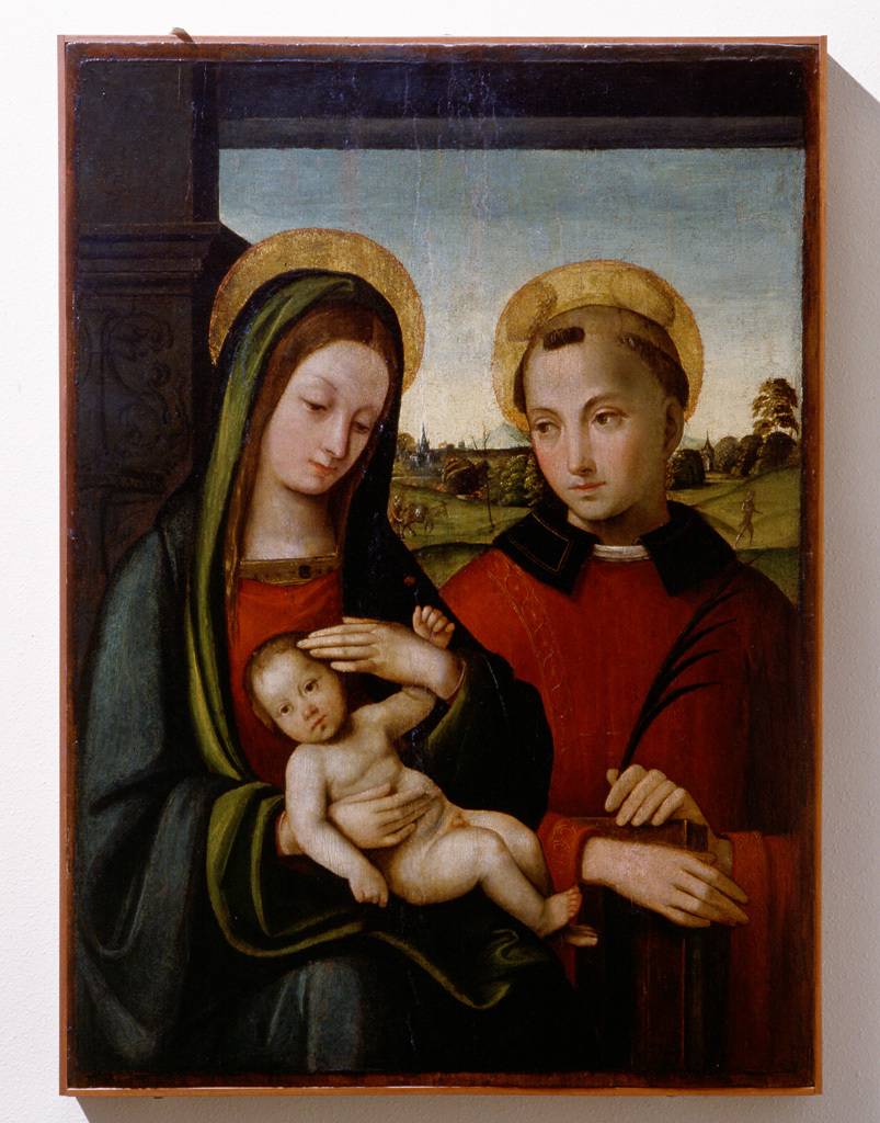 Madonna con Bambino e Santo Stefano (dipinto) di Coltellini Michele (sec. XVI)