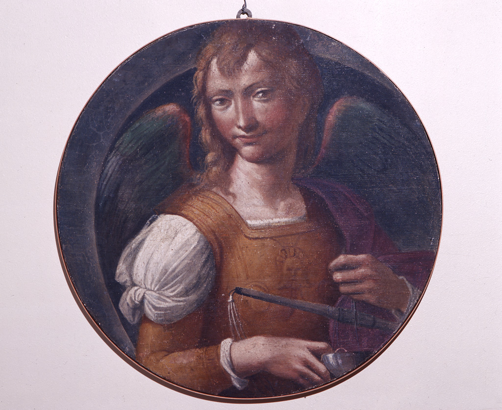 San Michele Arcangelo (dipinto murale, elemento d'insieme) di Tisi Benvenuto detto Garofalo (attribuito) (sec. XVI)