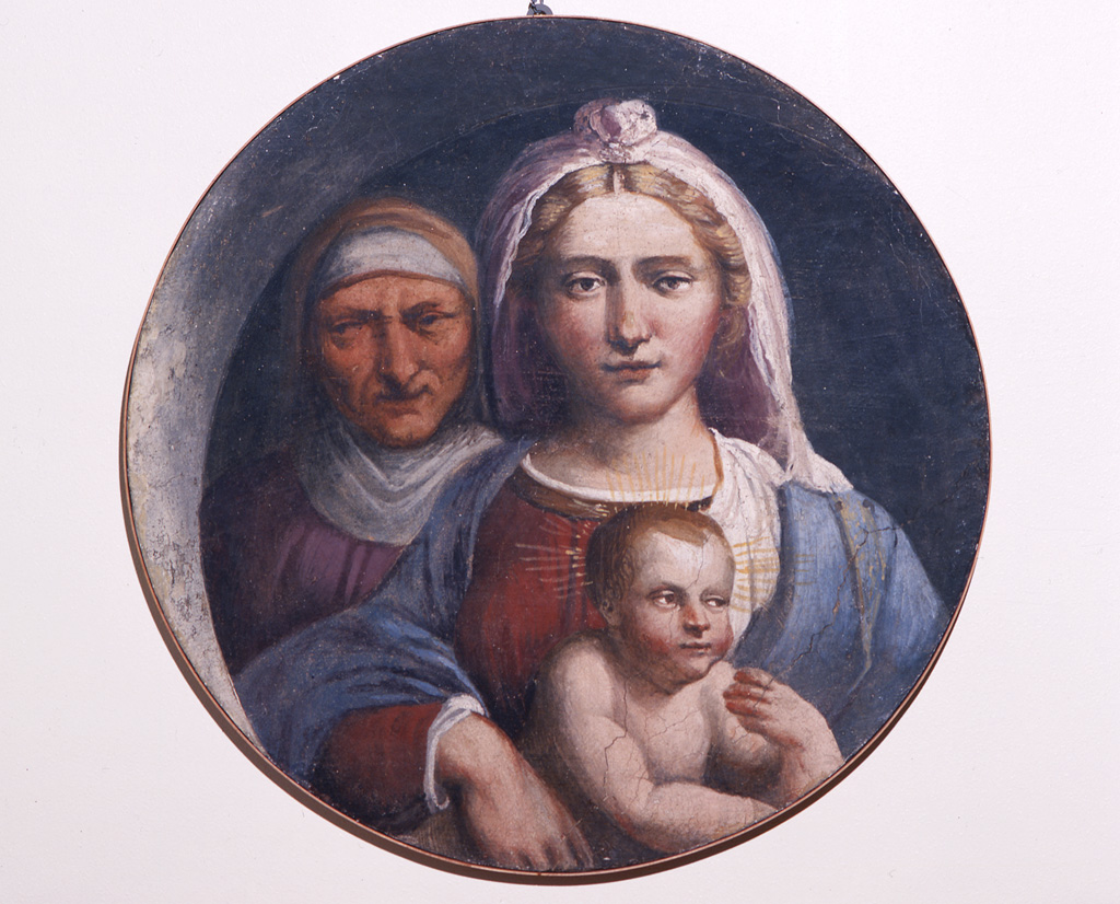 Madonna con Bambino e Sant'Anna (dipinto murale, elemento d'insieme) di Tisi Benvenuto detto Garofalo (attribuito) (sec. XVI)
