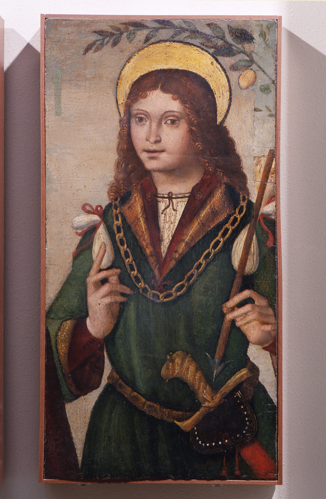 San Sebastiano (dipinto, elemento d'insieme) di Panetti Domenico (fine sec. XV)