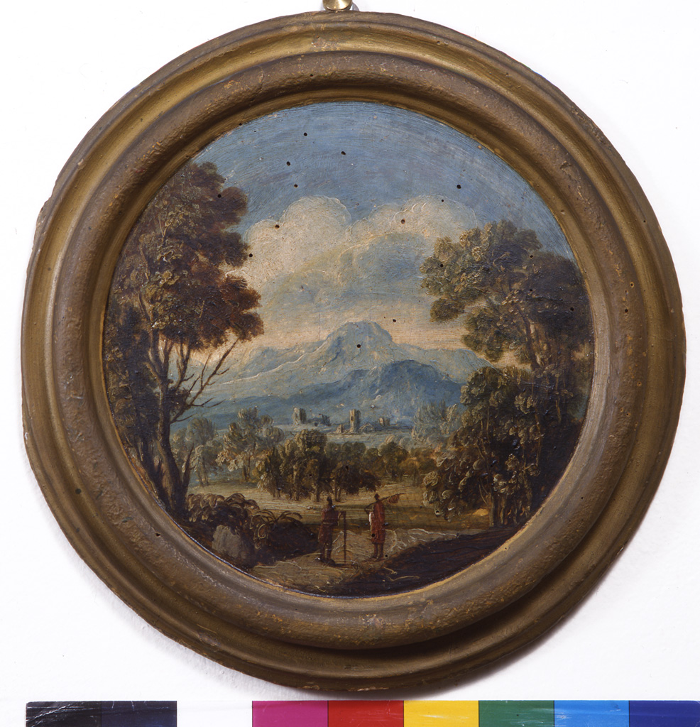 paesaggio con viandanti (dipinto, elemento d'insieme) di Zola Giuseppe (cerchia) (prima metà sec. XVIII)