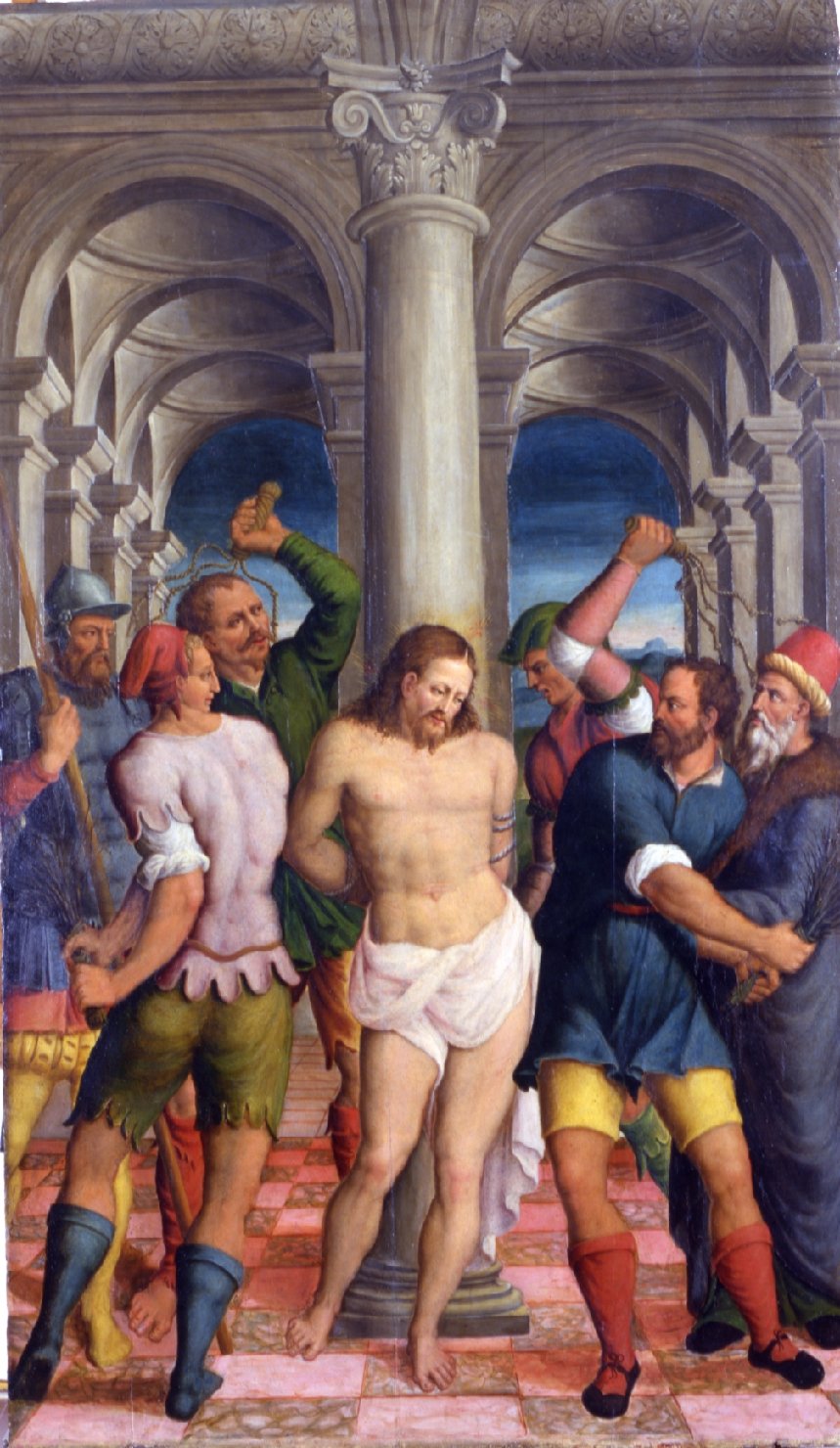 Cristo alla colonna (dipinto, elemento d'insieme) di Roselli Niccolò (sec. XVI)