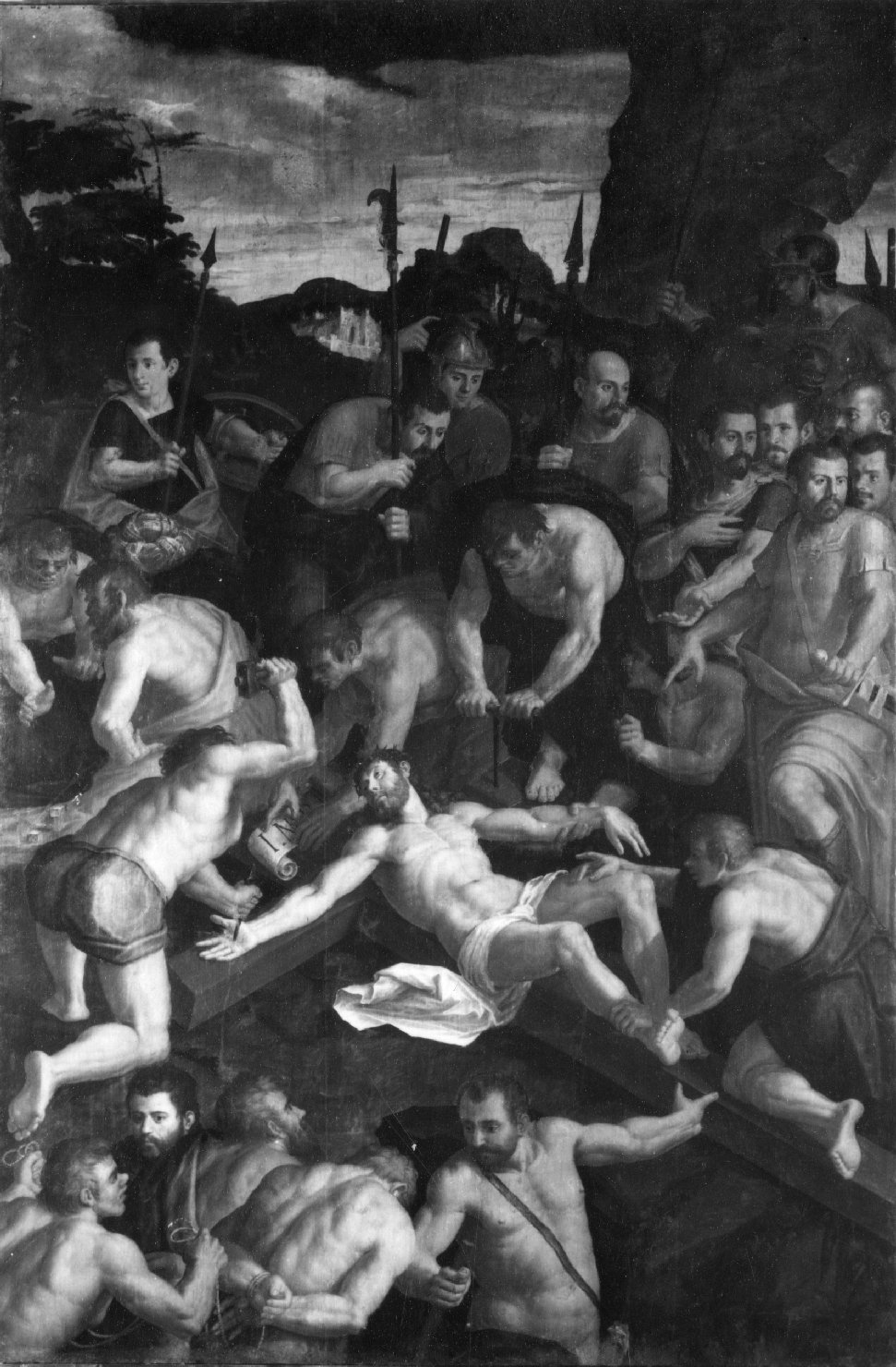 Cristo inchiodato alla croce (dipinto) di Laureti Tommaso detto Siciliano (sec. XVI)