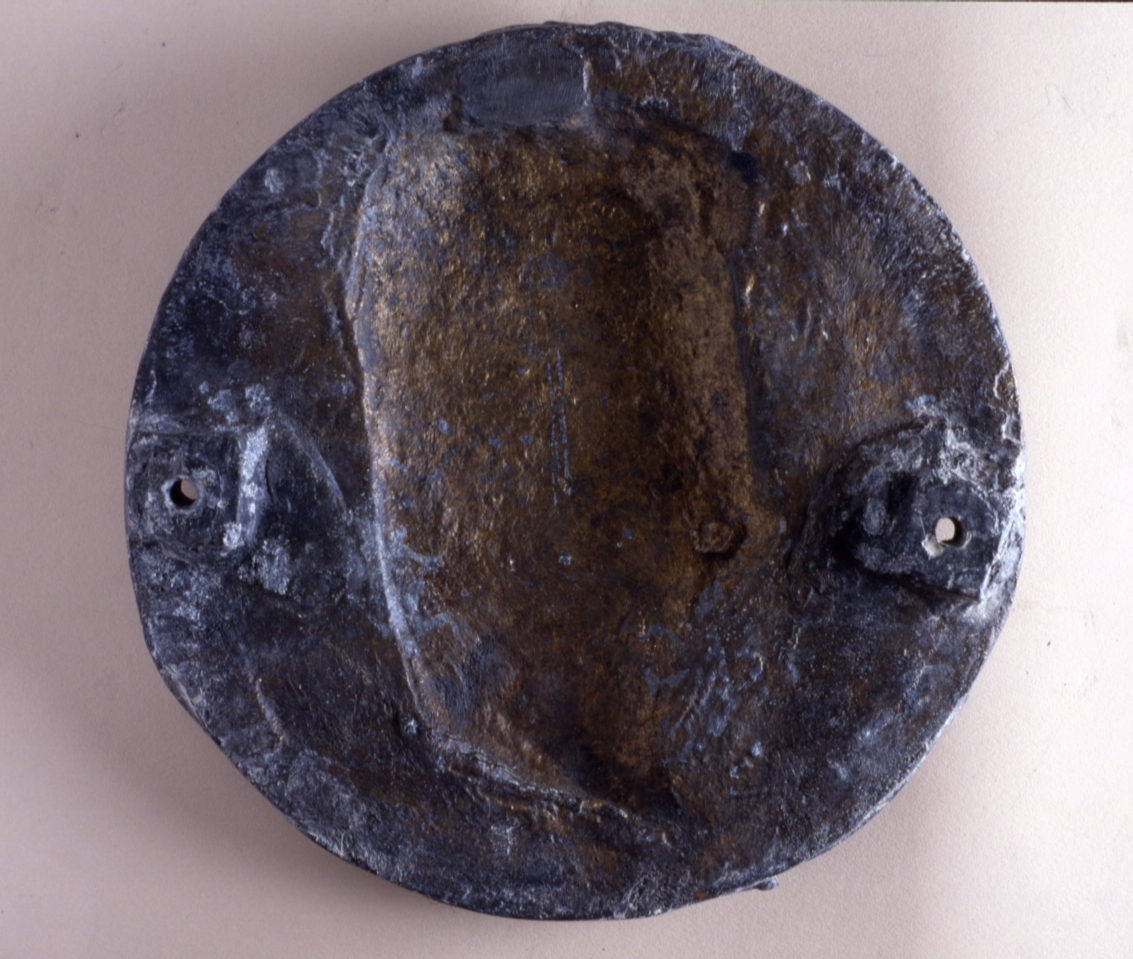 testa di Vespasiano (rilievo, elemento d'insieme) - ambito ferrarese (secc. XV/ XVI) 