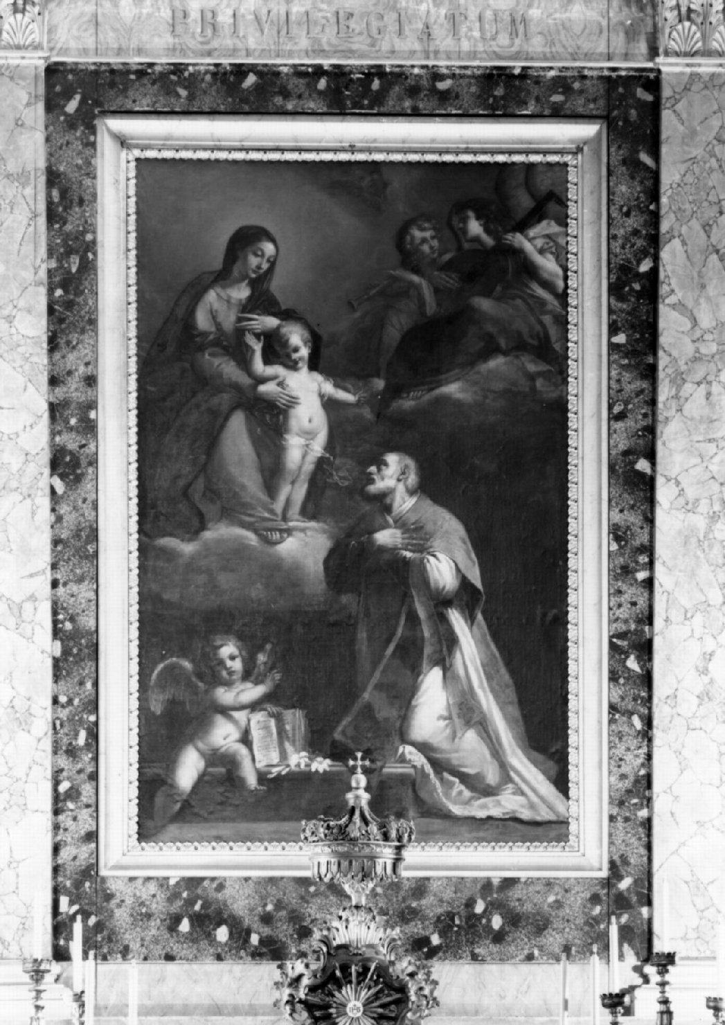 San Filippo Neri ha la visione della Madonna con Bambino (pala d'altare) - ambito bolognese (prima metà sec. XVIII)